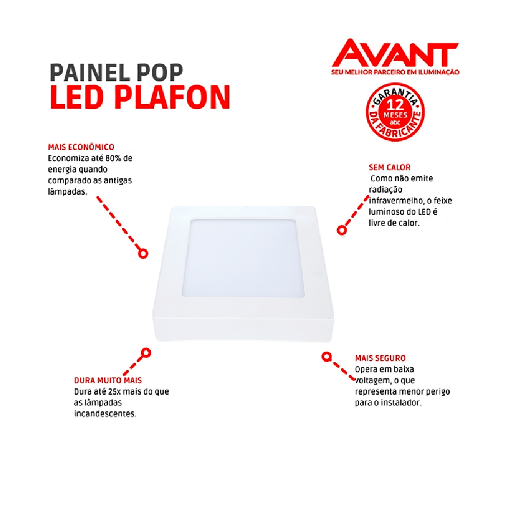 Painel Led Pop Sobrepor Quadrado 12w Branco 6500k Bivolt  Avant -1-.png